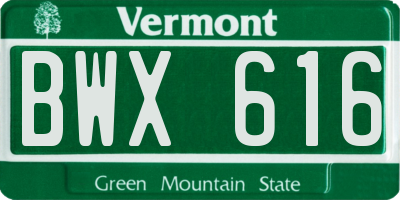 VT license plate BWX616