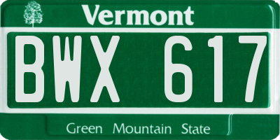 VT license plate BWX617