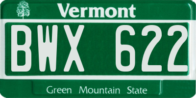 VT license plate BWX622