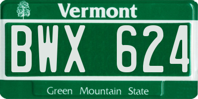 VT license plate BWX624