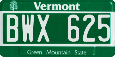 VT license plate BWX625