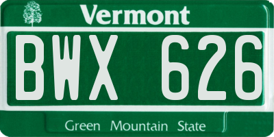 VT license plate BWX626