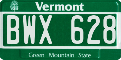 VT license plate BWX628