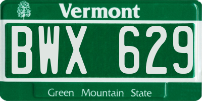 VT license plate BWX629