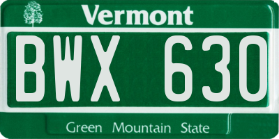 VT license plate BWX630