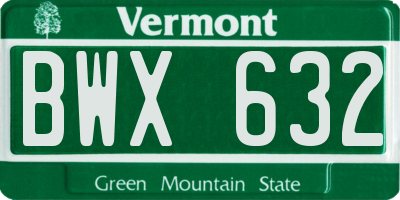 VT license plate BWX632