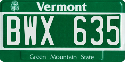 VT license plate BWX635