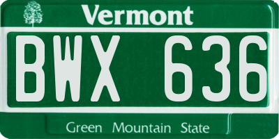 VT license plate BWX636