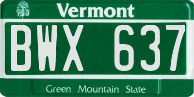 VT license plate BWX637