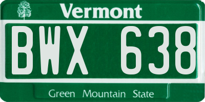 VT license plate BWX638