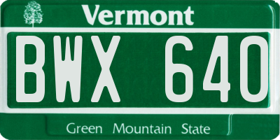 VT license plate BWX640