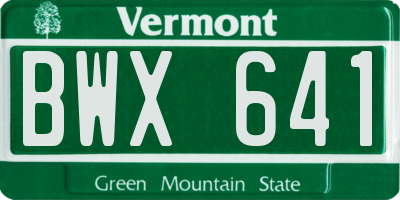 VT license plate BWX641