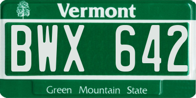 VT license plate BWX642