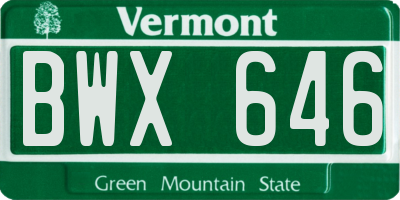 VT license plate BWX646