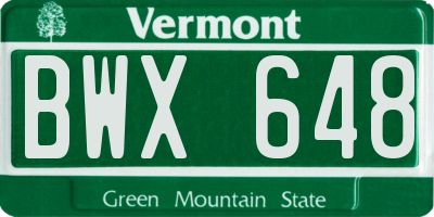 VT license plate BWX648