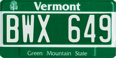 VT license plate BWX649