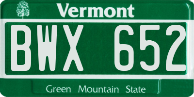 VT license plate BWX652