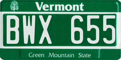 VT license plate BWX655
