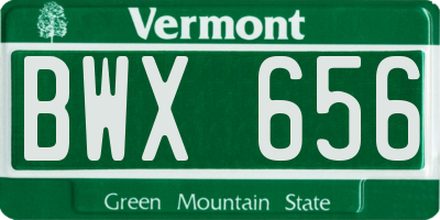 VT license plate BWX656