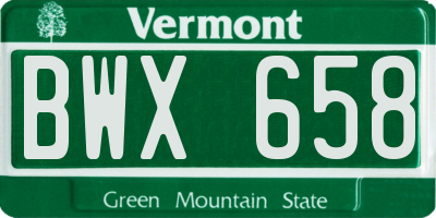 VT license plate BWX658