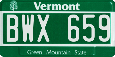 VT license plate BWX659
