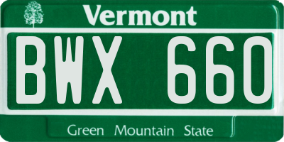 VT license plate BWX660