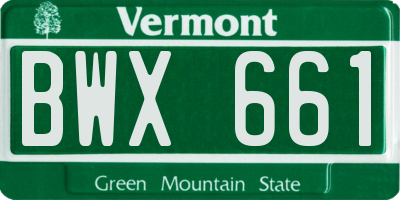 VT license plate BWX661