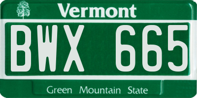 VT license plate BWX665