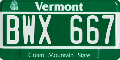 VT license plate BWX667