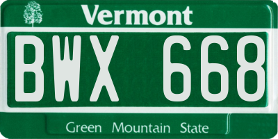 VT license plate BWX668
