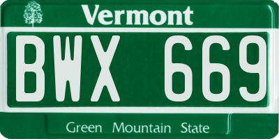 VT license plate BWX669