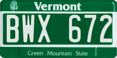 VT license plate BWX672