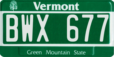 VT license plate BWX677