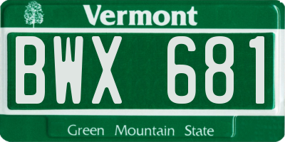 VT license plate BWX681