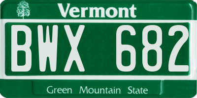 VT license plate BWX682