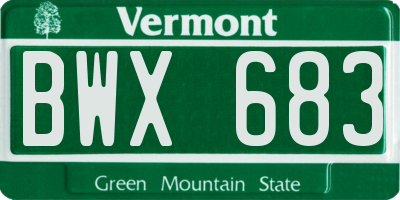 VT license plate BWX683