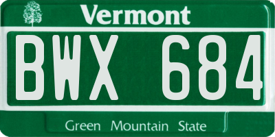 VT license plate BWX684