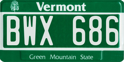 VT license plate BWX686