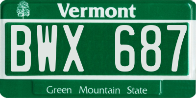 VT license plate BWX687