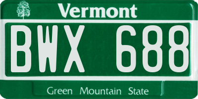 VT license plate BWX688