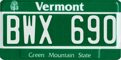 VT license plate BWX690
