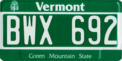VT license plate BWX692