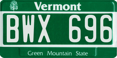 VT license plate BWX696