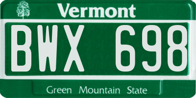 VT license plate BWX698