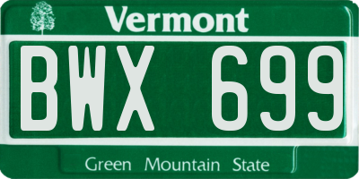 VT license plate BWX699