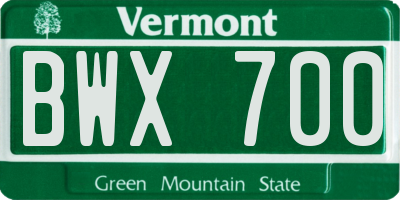 VT license plate BWX700