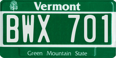 VT license plate BWX701