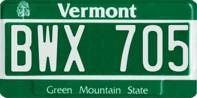 VT license plate BWX705