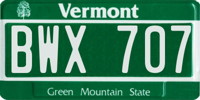 VT license plate BWX707