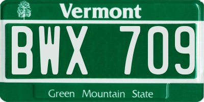 VT license plate BWX709